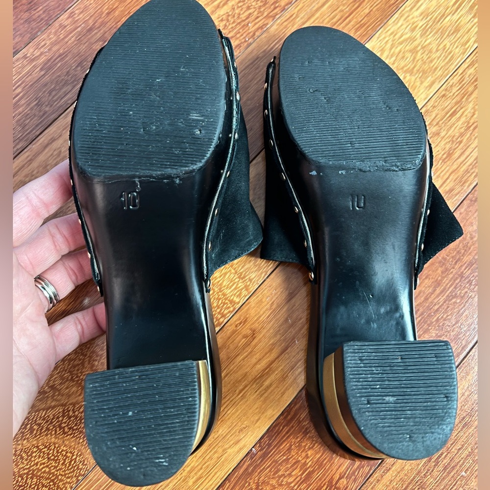 Vintage 1970’s Salvatore Ferragamo Black and Gold Mules EUC For age! Sz 10 - Picture 9 of 10